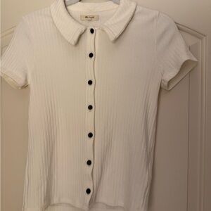 Madewell Cream Polo Ribbed Button-Down Tee